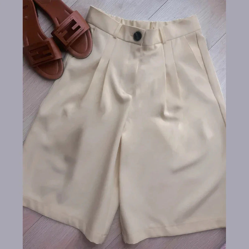 Casual One Button Slit Suit Women Loose Solid Lapel Short Sleeve Pockets Jackets  Summer Lady All-match Commute Outwear New