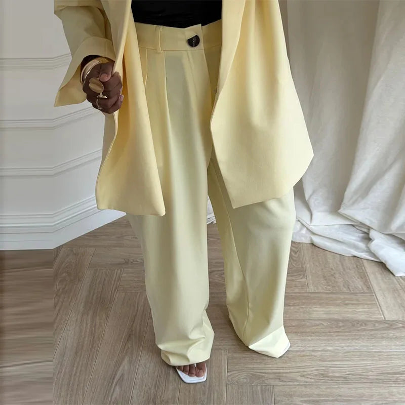 Casual One Button Slit Suit Women Loose Solid Lapel Short Sleeve Pockets Jackets  Summer Lady All-match Commute Outwear New
